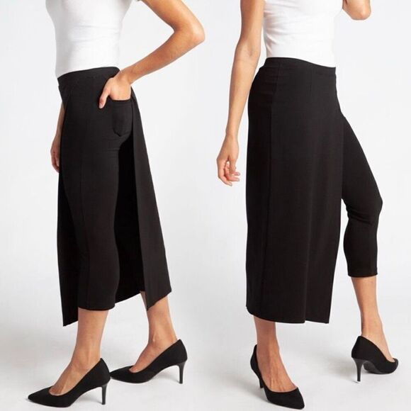 Betabrand Black The Sassiest Pant Yoga Dress Pant Skort Combo Size L Petite - Picture 1 of 7